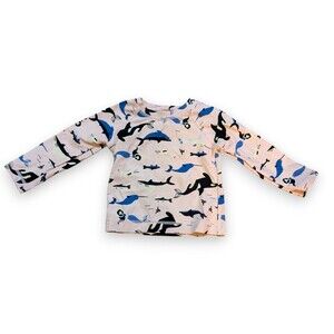 Hanna Andersson Rash Guard Swim Shirt Top Shark Narwhal Baby Girls 80 18-24 Mos